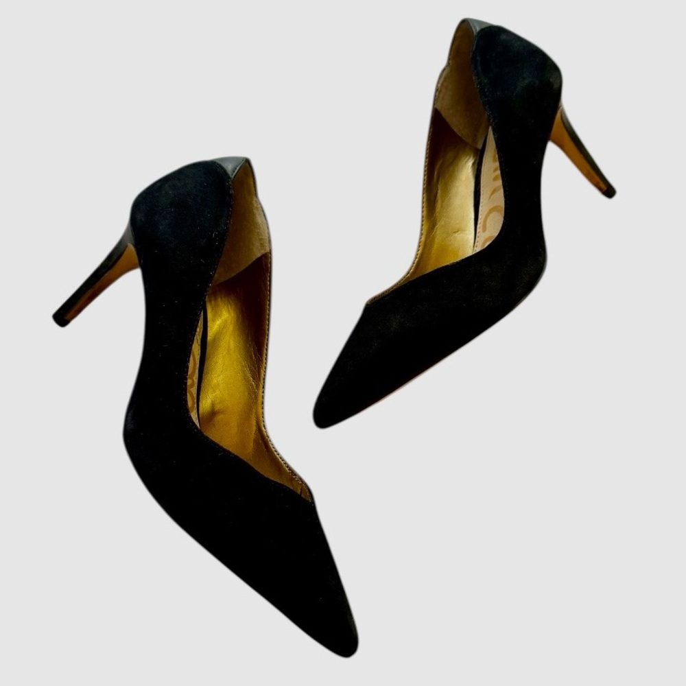 Sam Edelman Orella Black Leather + Suede Heels Size 6.5